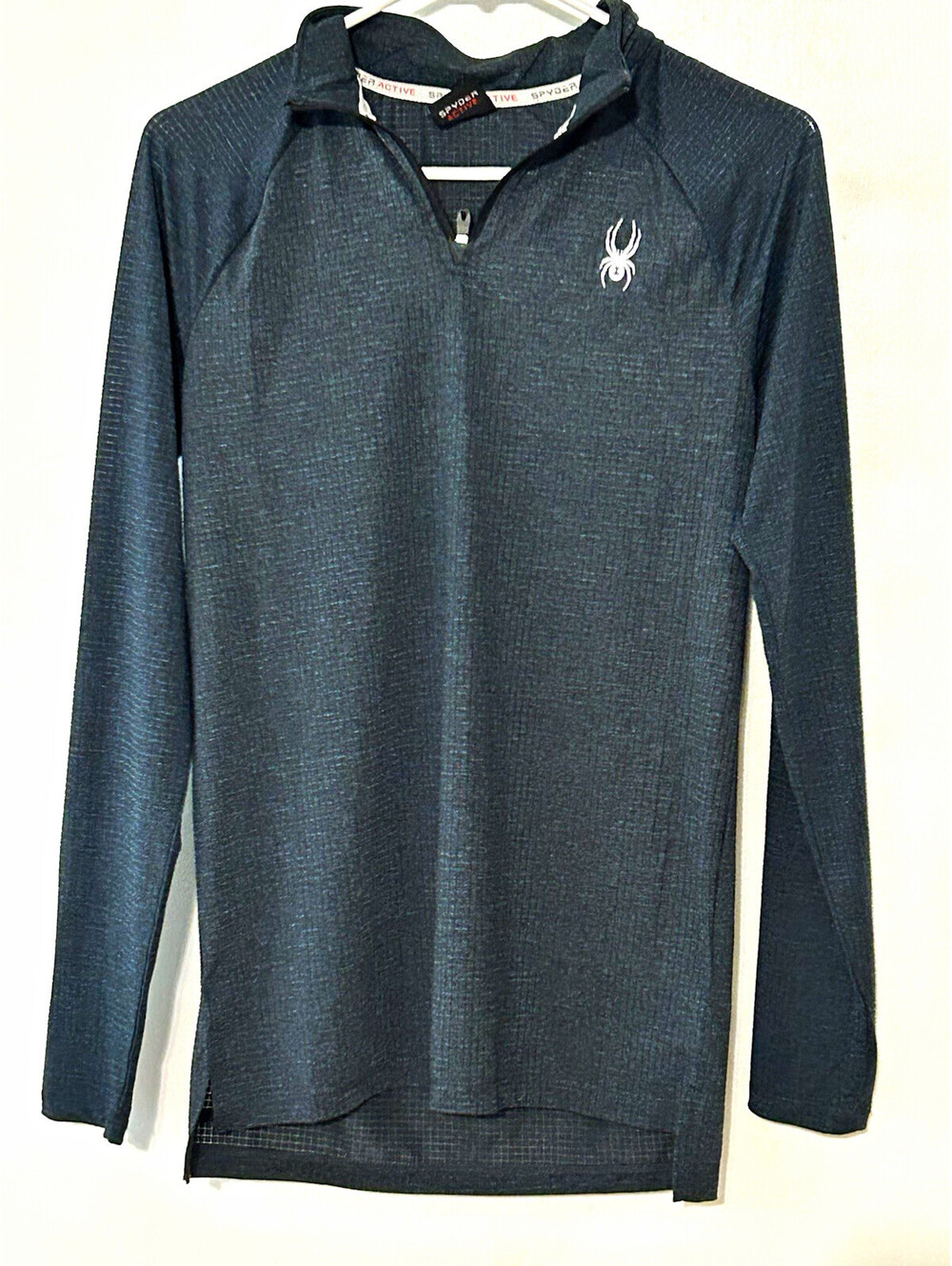 Spyder Active Men's Gray 1/4 Zip Mock Neck Long Sleeve Pullover Polyester S